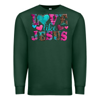 Sports Green love like jesus valentine's day Premium Sweatshirt - AdoDesignShop