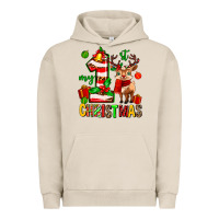 Pigment French Oak my first christmas reindeer Urban Hoodie - MaliasSmallBusiness