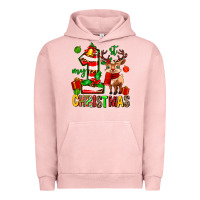 Pigment Salmon my first christmas reindeer Urban Hoodie - MaliasSmallBusiness