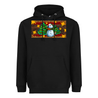 Black christmas tree with snowman Heavyweight Hoodie - AdoDesignShop