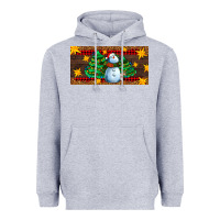 Heather Grey christmas tree with snowman Heavyweight Hoodie - AdoDesignShop