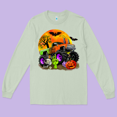 Halloween Monster Truck Long Sleeve Tee Designed By Zillion Design Studio
