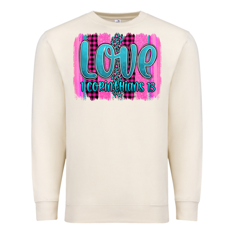Love Corinthians 13 Valentine's Day Brushstroke Premium Sweatshirt by AdoDesignShop | Teevron