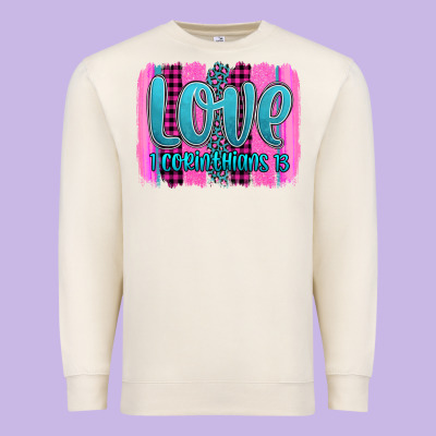 Love Corinthians 13 Valentine's Day Brushstroke Premium Sweatshirt Designed By Adodesignshop