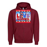 Burgundy love america gnome Zipper Hoodie - HRA Design Shop
