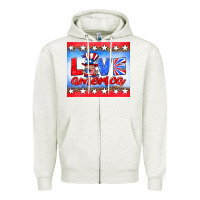 Oatmeal Heather love america gnome Zipper Hoodie - HRA Design Shop