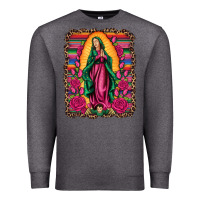 Charcoal Heather our lady of guadalupe serape background Premium Sweatshirt - Artiststas