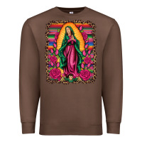Chestnut our lady of guadalupe serape background Premium Sweatshirt - Artiststas
