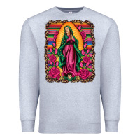 Heather Grey our lady of guadalupe serape background Premium Sweatshirt - Artiststas