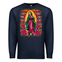 Navy our lady of guadalupe serape background Premium Sweatshirt - Artiststas