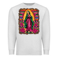 Oatmeal Heather our lady of guadalupe serape background Premium Sweatshirt - Artiststas