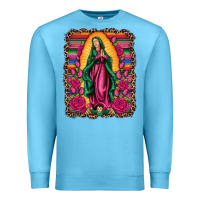 Ocean Blue our lady of guadalupe serape background Premium Sweatshirt - Artiststas
