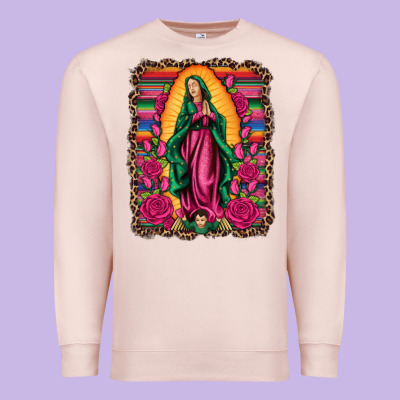 Our Lady Of Guadalupe Serape Background Premium Sweatshirt Designed By Artiststas