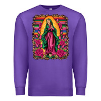 Purple our lady of guadalupe serape background Premium Sweatshirt - Artiststas