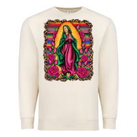 Sandshell our lady of guadalupe serape background Premium Sweatshirt - Artiststas