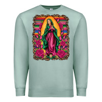 Seafoam our lady of guadalupe serape background Premium Sweatshirt - Artiststas