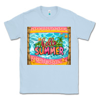 Dusty Blue hello summer Classic Tee - Zillion Design Studio