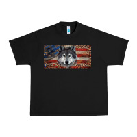 Black Wolf with american flag and leopard Urban Heavy Tee - RanaPortraitStore
