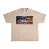French Oak Wolf with american flag and leopard Urban Heavy Tee - RanaPortraitStore