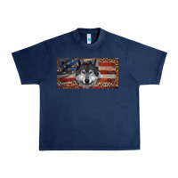 Navy Wolf with american flag and leopard Urban Heavy Tee - RanaPortraitStore