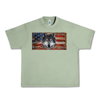 Oil Green Wolf with american flag and leopard Urban Heavy Tee - RanaPortraitStore