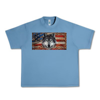 Pebble Blue Wolf with american flag and leopard Urban Heavy Tee - RanaPortraitStore