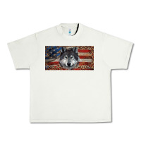 Pistachio Wolf with american flag and leopard Urban Heavy Tee - RanaPortraitStore