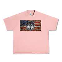 Salmon Wolf with american flag and leopard Urban Heavy Tee - RanaPortraitStore
