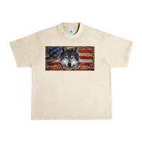 Sandshell Wolf with american flag and leopard Urban Heavy Tee - RanaPortraitStore