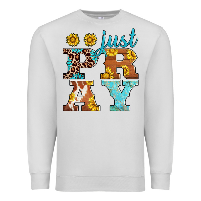 Just Pray Western Sunflowers Premium Sweatshirt by AdoDesignShop | Teevron