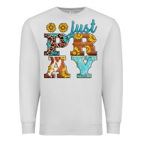 Dove Grey just pray western sunflowers Premium Sweatshirt - AdoDesignShop