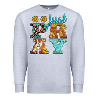 Heather Grey just pray western sunflowers Premium Sweatshirt - AdoDesignShop