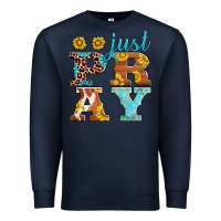 Navy just pray western sunflowers Premium Sweatshirt - AdoDesignShop