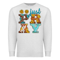 Oatmeal Heather just pray western sunflowers Premium Sweatshirt - AdoDesignShop