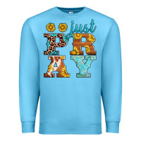 Ocean Blue just pray western sunflowers Premium Sweatshirt - AdoDesignShop