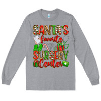 Heather Grey Santa's Favorite Surgery Center png sublimation de Long Sleeve Tee - texasbilliewilder