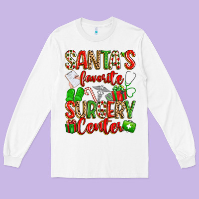Santa's Favorite Surgery Center Png Sublimation De Long Sleeve Tee Designed By Texasbilliewilder