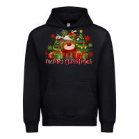 Black merry christmas reindeer Urban Hoodie - MaliasSmallBusiness