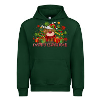 Forest Green merry christmas reindeer Urban Hoodie - MaliasSmallBusiness