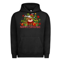 Pigment Black merry christmas reindeer Urban Hoodie - MaliasSmallBusiness