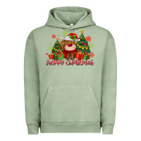 Pigment Oil Green merry christmas reindeer Urban Hoodie - MaliasSmallBusiness