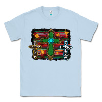 Dusty Blue cross leopard cowhide glitter serape Classic Tee - RanaPortraitStore