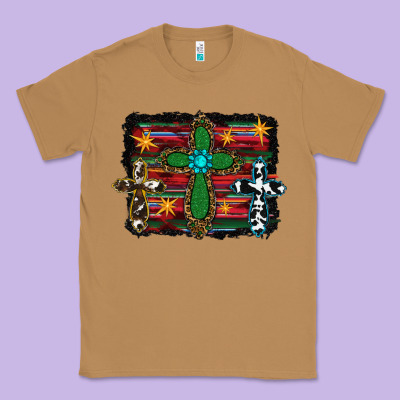 Cross Leopard Cowhide Glitter Serape Classic Tee Designed By Ranaportraitstore