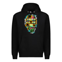Black Illinois Map Sunflower Cactus Serape Premium Hoodie - RanaPortraitStore
