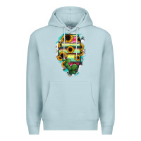 Blue Mist Illinois Map Sunflower Cactus Serape Premium Hoodie - RanaPortraitStore
