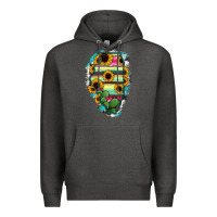 Charcoal Heather Illinois Map Sunflower Cactus Serape Premium Hoodie - RanaPortraitStore