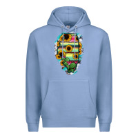 Colony Blue Illinois Map Sunflower Cactus Serape Premium Hoodie - RanaPortraitStore