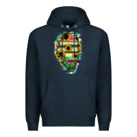 Navy Illinois Map Sunflower Cactus Serape Premium Hoodie - RanaPortraitStore