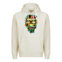 Oatmeal Heather Illinois Map Sunflower Cactus Serape Premium Hoodie - RanaPortraitStore