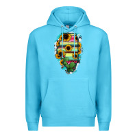 Ocean Blue Illinois Map Sunflower Cactus Serape Premium Hoodie - RanaPortraitStore